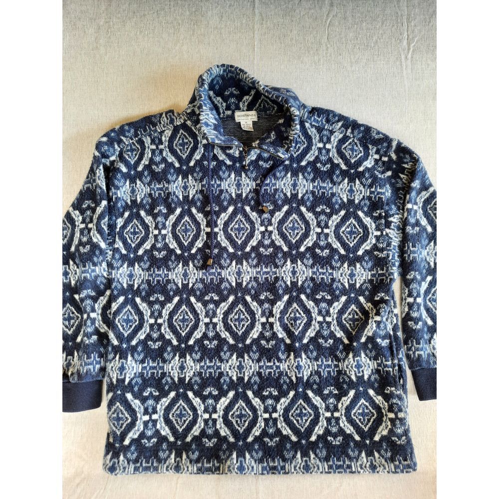 Sostanza Men's XL Contemporary Fleece Boho Drawstring 1/4 Zip Up Sweater Acrylic